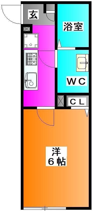 カーサ草加(1K/2階)の間取り写真