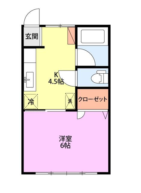 ベルトピア新潟12(1K/2階)の間取り写真