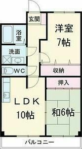 サンハイツ若草(2DK/3階)の間取り写真