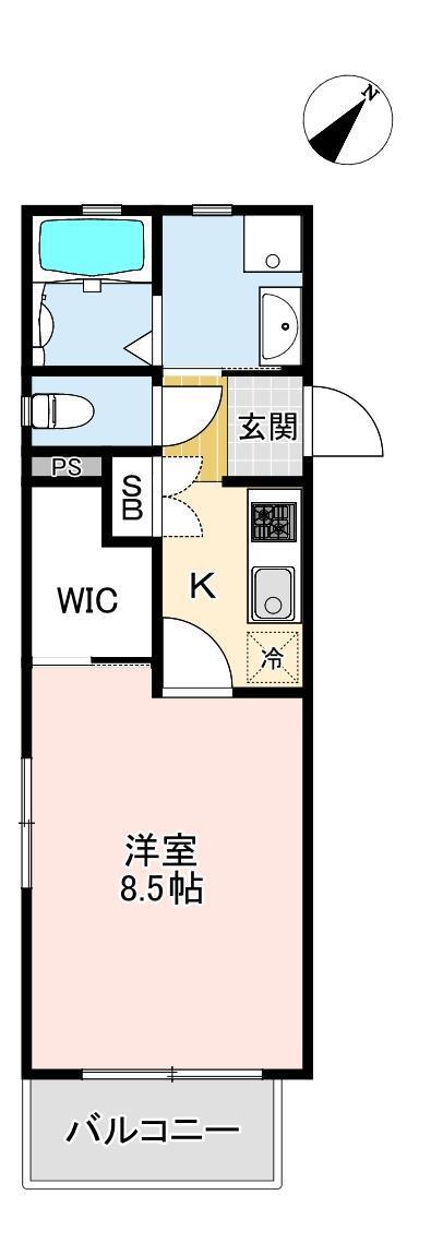シャーメゾン上沢(1K/2階)の間取り写真