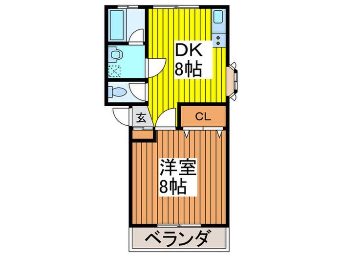 ベル・フルール(1DK/2階)の間取り写真