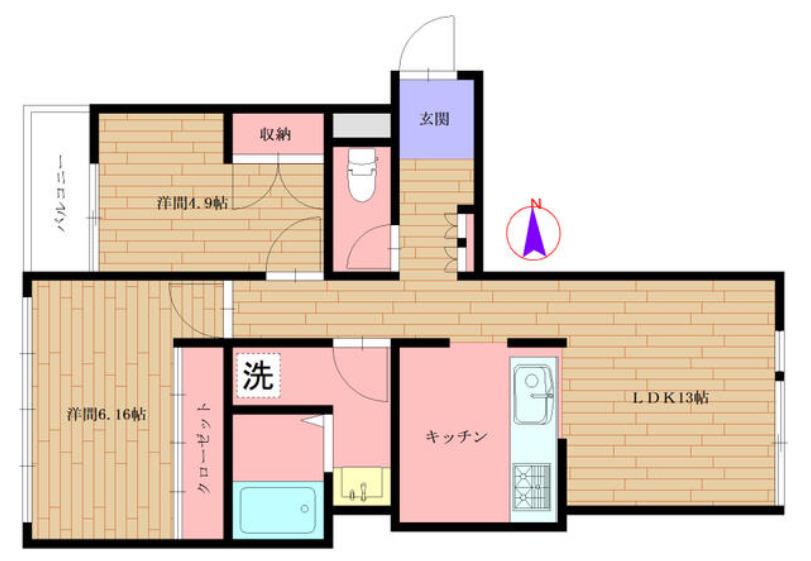  コモドビル(2LDK/2階)の間取り写真