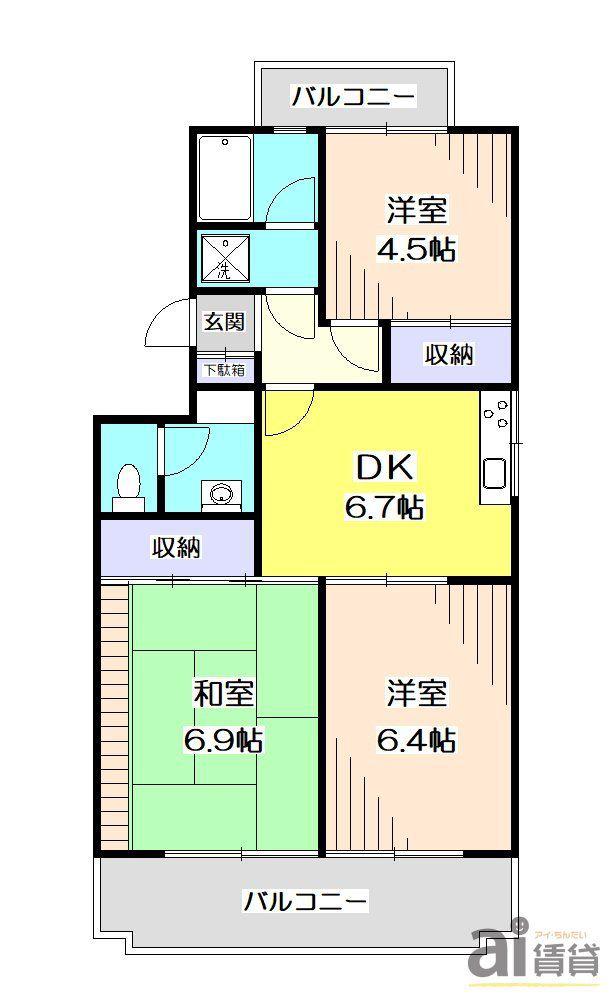 エスポワール3号館(3DK/3階)の間取り写真