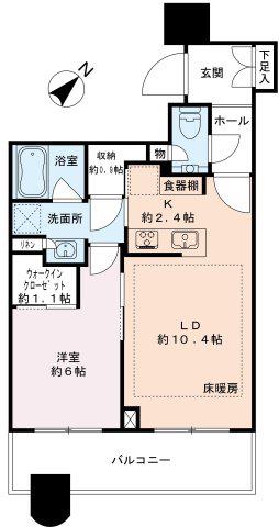 パークタワー勝どきサウス(1LDK/27階)の間取り写真