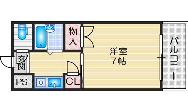 ギャレ豊津(1K/1階)の間取り写真