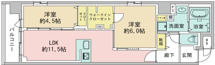 デュオフラッツ四条油小路(2LDK/3階)の間取り写真