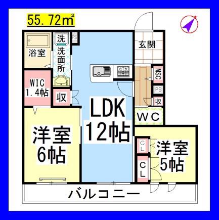 AF グレイスコート(2LDK/2階)の間取り写真