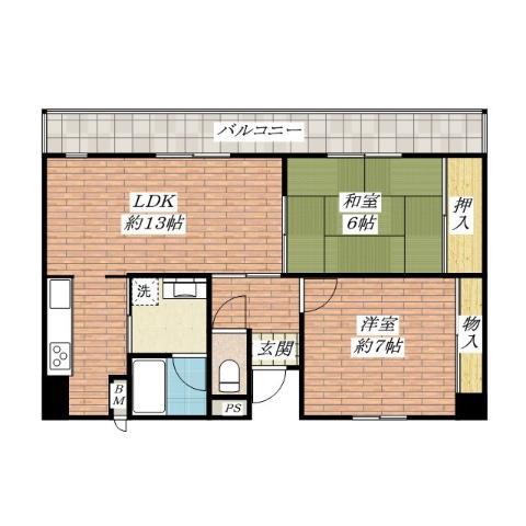 フロレセール茨木(2LDK/5階)の間取り写真