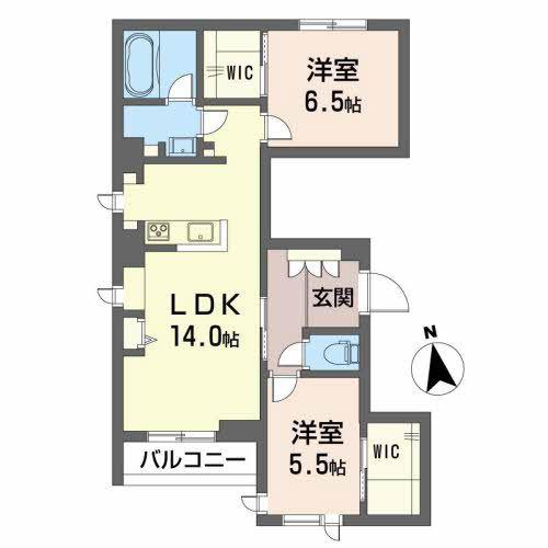 LA・LUNA宮千代(2LDK/2階)の間取り写真