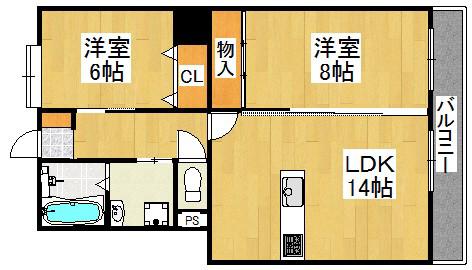 シャルネドマンション(2LDK/4階)の間取り写真