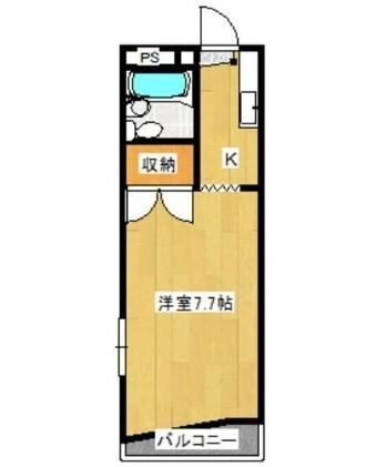 ハイツTBS A棟(ワンルーム/2階)の間取り写真