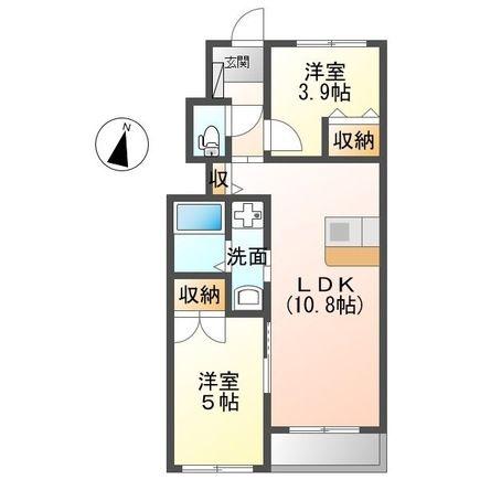 レディーバグ(2LDK/1階)の間取り写真