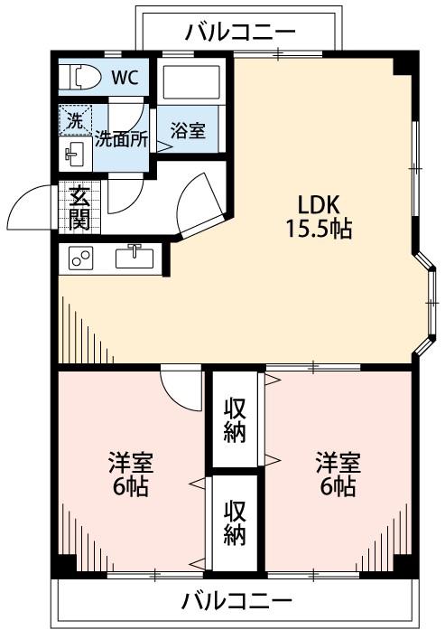 RAPUTA(2LDK/4階)の間取り写真
