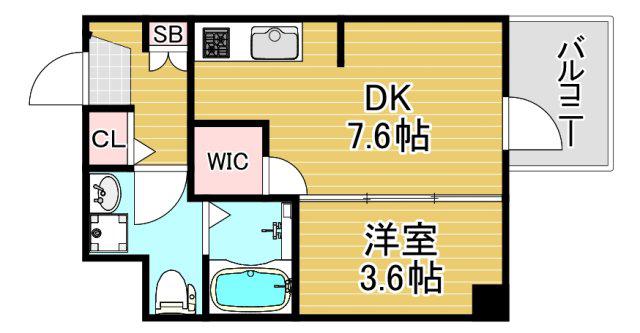 アドバンス西梅田IVエール(1DK/6階)の間取り写真