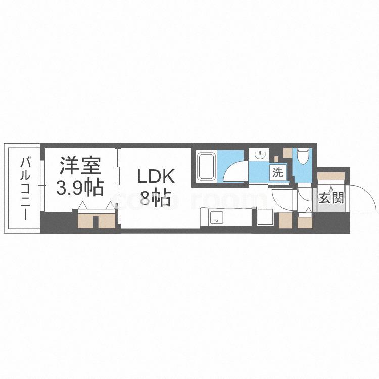 アーバネックス西本町(1LDK/15階)の間取り写真