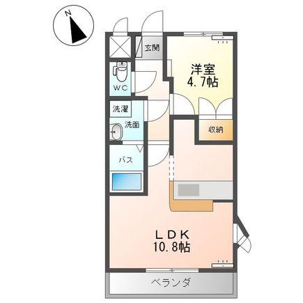 クレッシェンド(1LDK/1階)の間取り写真
