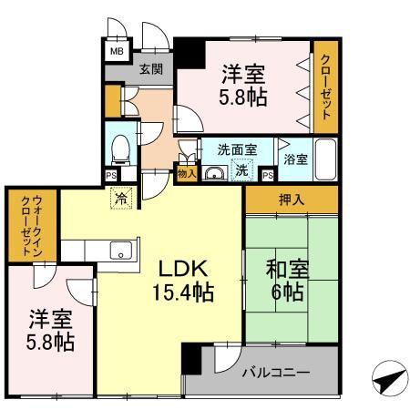 ソレイユ華(3LDK/2階)の間取り写真