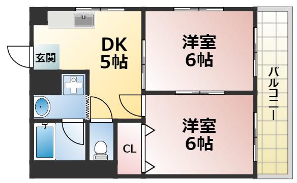 チャームハイツ(2DK/3階)の間取り写真