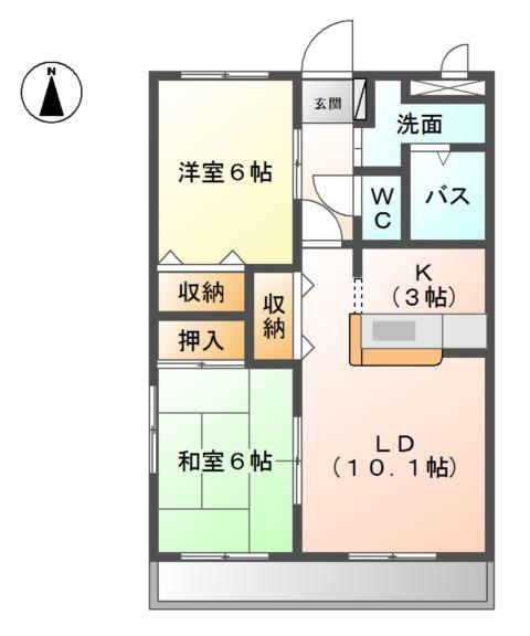 ひまわり(2LDK/1階)の間取り写真