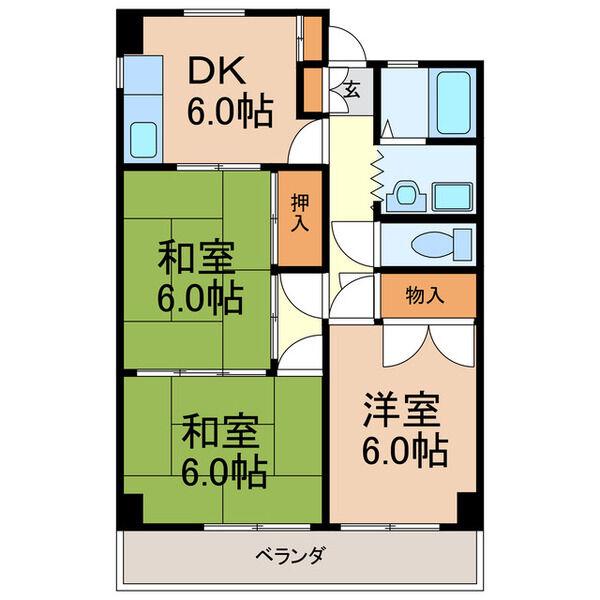 エスポアール池上台(3DK/3階)の間取り写真
