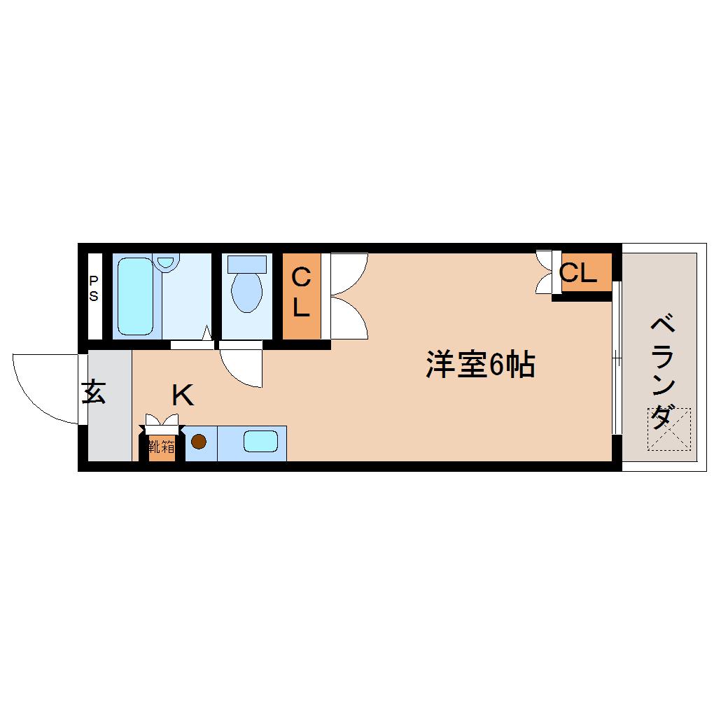 ジュネス新大宮(1K/1階)の間取り写真
