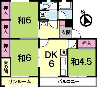 グリーンハイツ見川(3DK/3階)の間取り写真