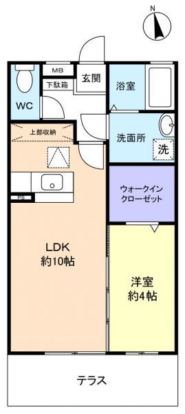 アヴェニール志津A(1LDK/1階)の間取り写真