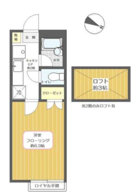 アクアシティ南浦和(1K/2階)の間取り写真