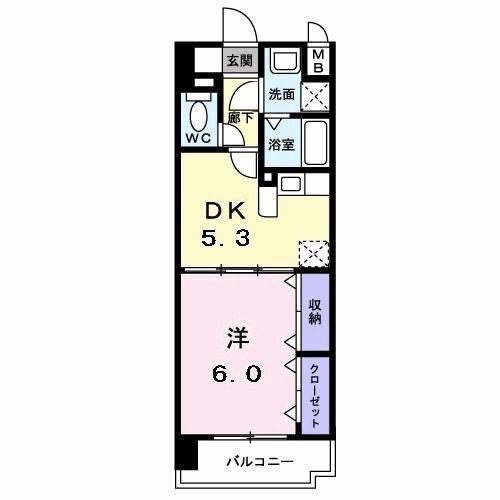 PLEASURES(1DK/4階)の間取り写真