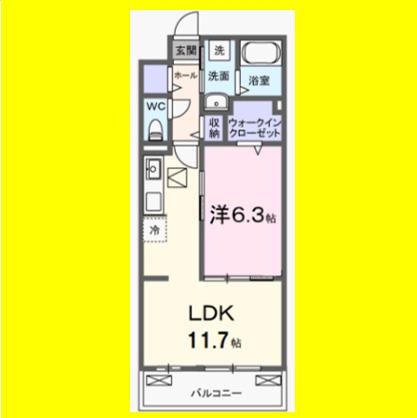 ボナミ A(1LDK/1階)の間取り写真
