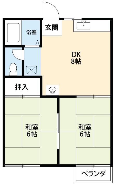 サングリーン中園(2DK/2階)の間取り写真