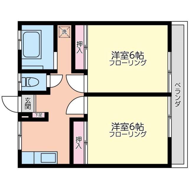 杉田ヴィレッチ(2DK/1階)の間取り写真
