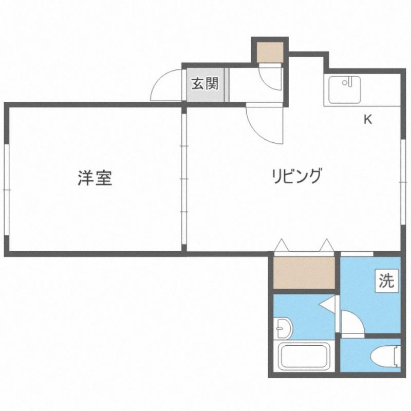 MJアームス(1DK/1階)の間取り写真