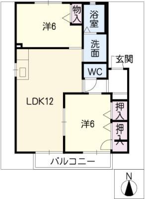 メゾン・アルカディア A棟(2LDK/1階)の間取り写真