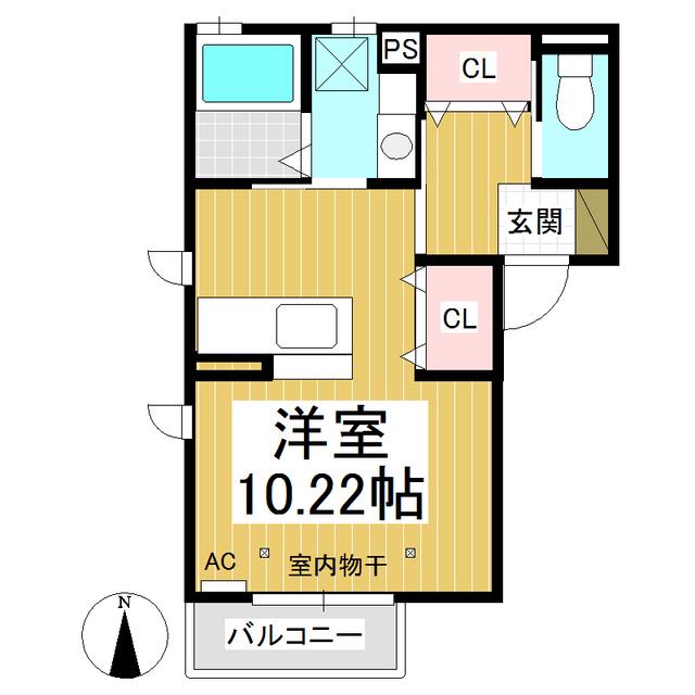 エーテル(ワンルーム/1階)の間取り写真