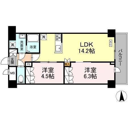 CHLORIS(2LDK/3階)の間取り写真