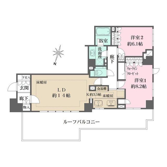 パークハウス目黒学芸大学(2LDK/5階)の間取り写真