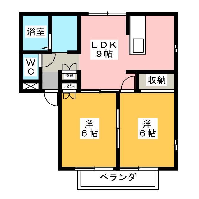 エムロードB(2LDK/1階)の間取り写真