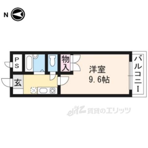 タウンルームキシ(1K/4階)の間取り写真