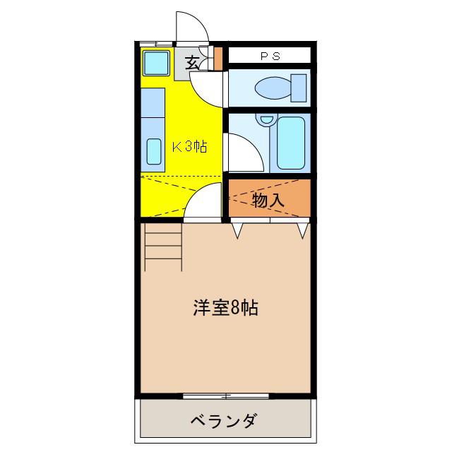 NEW-T・ヴィラ(1K/1階)の間取り写真