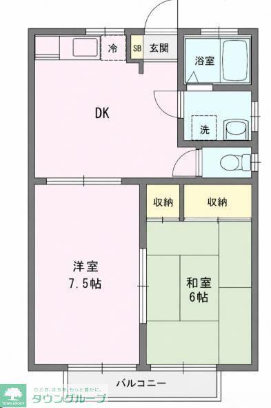 タカムラ第2コープB棟(2DK/1階)の間取り写真