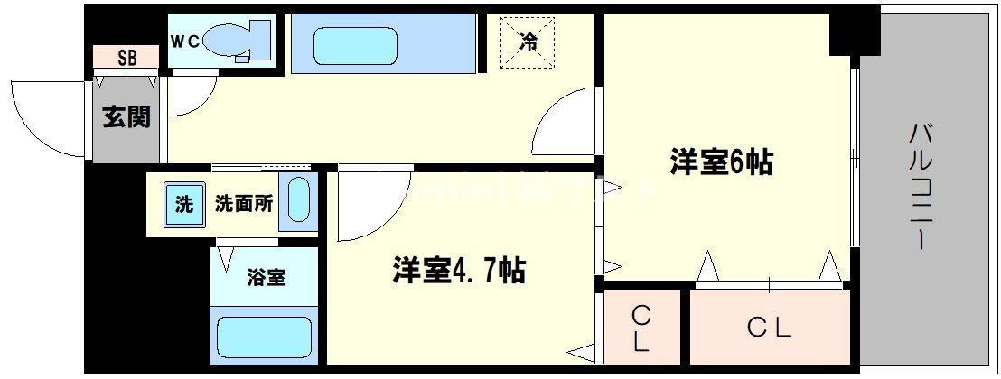 シャトー弁天弐番館(2K/3階)の間取り写真