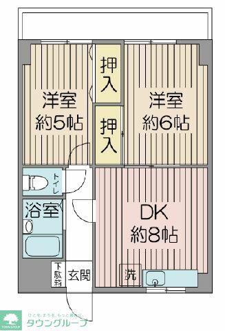 アルカディア駒沢(2DK/1階)の間取り写真