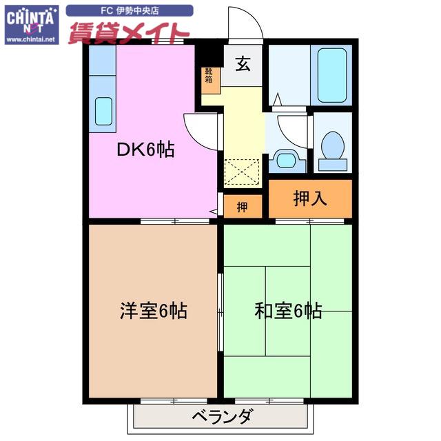 ハイツタチバナ(2DK/2階)の間取り写真