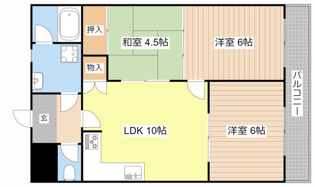 サニーヒル三越(3LDK/3階)の間取り写真