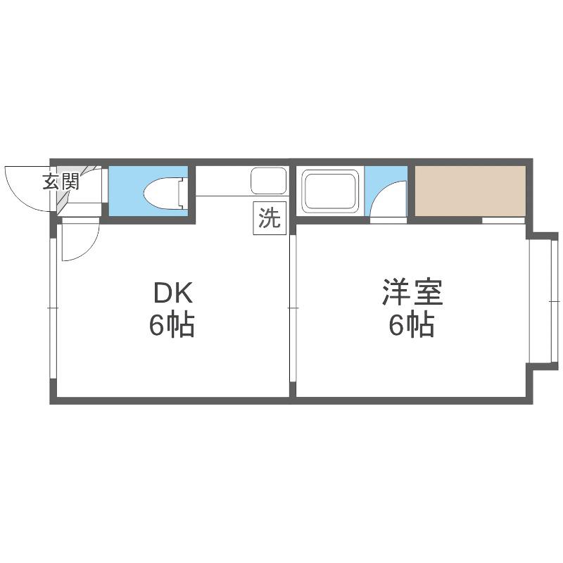 スリーマンション(1DK/2階)の間取り写真