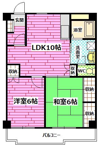 グランソレイユ(2LDK/4階)の間取り写真