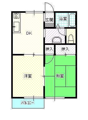 リヴェール原(2DK/2階)の間取り写真