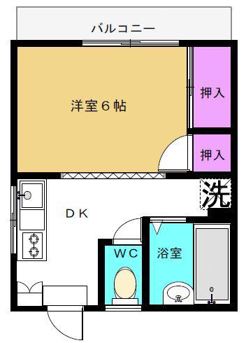 B・H根岸(1DK/3階)の間取り写真