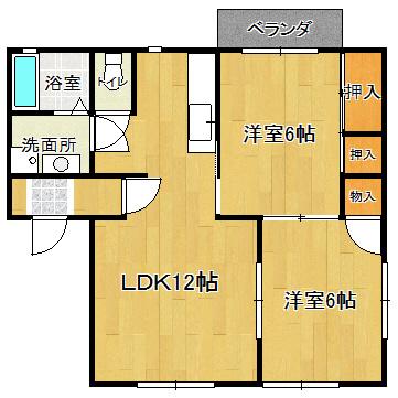 メンバーズタウン紫竹山A棟(2LDK/1階)の間取り写真
